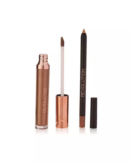 Set Makeup Revolution: Retro Luxe Metallic Liquid Lipstick Sovereign 5.5 ml + Retro Luxe Lip Liner Sovereign, 5.5 ml, image 2