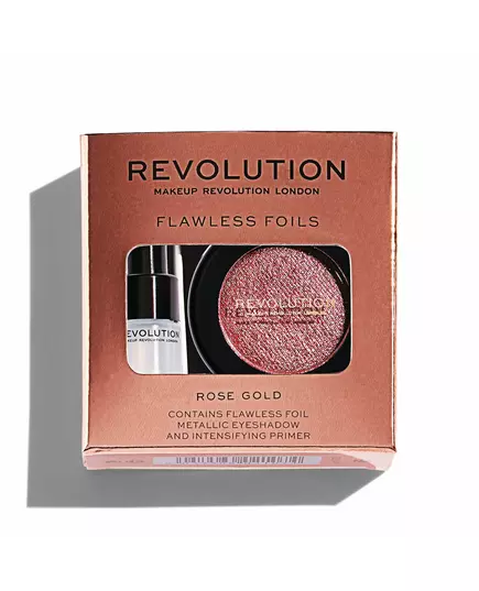 Set Makeup Revolution: Flawless Foils Vegan Eyeshadow Primer 2 ml + Flawless Foils Vegan Eyeshadow Palette Rose Gold, 2 ml