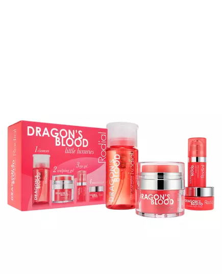 Little Luxuries Kit Set Rodial: Dragon's Blood Purifying Micellar Water For All Skin Types 100 ml + Dragon's Blood Sculpting Gel For Face 9 ml + Dragon's Blood Refreshes & Hydrates Eye Gel 5 ml + Dragon's Blood Hyaluron Hydrating Cream For Face, 100