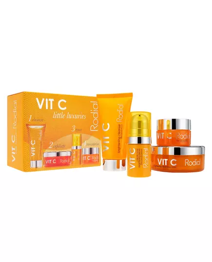 Set Rodial: Vit C Brightening Serum For Face 5 ml + Vit C Brightening Cleansing Pads 20 pcs + Vit C Brightening Souffle For Face 10 ml + Vit C Brightening Cleansing Gel For Face, 5 ml