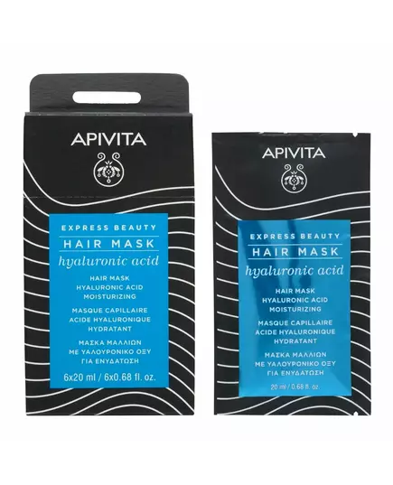 Apivita Hyaluronic Acid Masque crème pour traitement des cheveux Hydrating & Moisturising, 20 ml