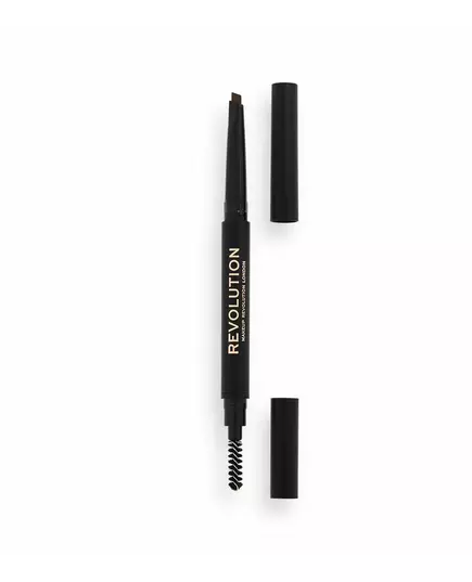 2-in-1-Cremiger Augenbrauenstift mit Bürstchen Makeup Revolution Duo Brow Definer Medium Brown, 0,2 g