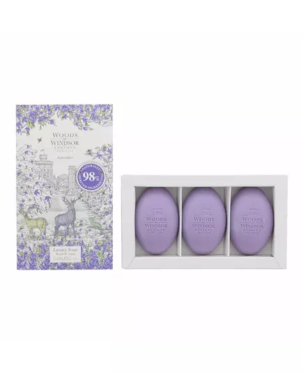 Set Trio Woods Of Windsor Lavender Reinigung Lavendel Massage-Seifenstück Sheabutter 3 stk, 3 Stück