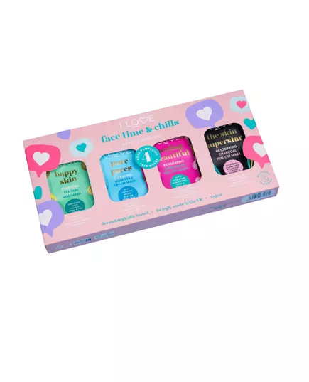 Time & Chills Set I Love: Beautiful Peeling Peeling Sheet Mask For Face 10 ml + Skin Superstar Detoxifying Sheet Mask For Face 10 ml + Happy Skin Purifying Sheet Mask For Face 10 ml + Pure Pores Cleansing Sheet Mask For Face, 10 ml
