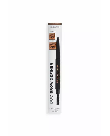 2-in-1-Cremiger Augenbrauenstift mit Bürstchen Makeup Revolution Duo Brow Definer Medium Brown, 0,2 g, Bild 3
