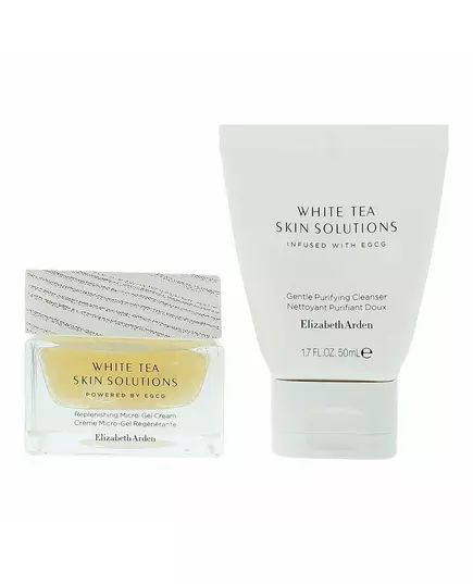 Set Elizabeth Arden: White Tea Skin Solutions Purifying Cleansing Cream 50 ml + White Tea Skin Solutions Replenishing Gel Cream For Face, 50 ml