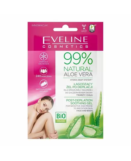 Set Duo Eveline Cosmetics 99% Natural Aloe Vera Apaisant Gel après-rasage pour le corps Visage et corps, 2 × 10 ml