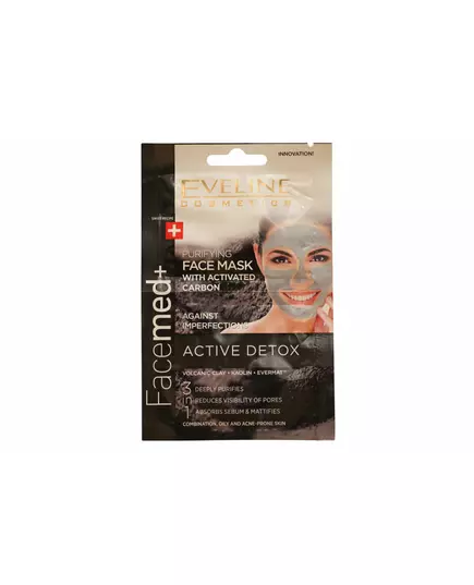 Set Duo Eveline Cosmetics Facemed+ Active Detox Carbon Détoxifiant Masque d'argile, 2 × 10 ml