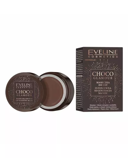 Eveline Cosmetics Choco Glamour Regenerating Night Lip Mask, 12 ml, image 2