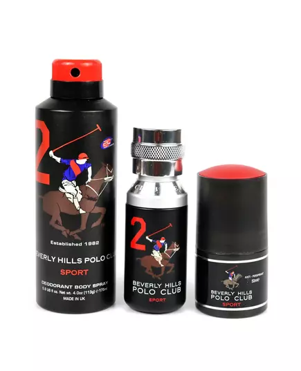 Set Beverly Hills Polo Club: 1982 - Sport 2 Eau De Toilette For Men 50 ml + 1982 - Sport 2 Anti-Perspirant Deodorant Spray For Men 175 ml + Sport 2 Anti-Perspirant Deodorant Roll-On For Men, 50 ml