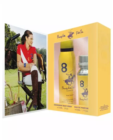 Gift Set Beverly Hills Polo Club: 1982 - Sport 8 Eau De Parfum For Women 50 ml + 1982 - Sport 8 Anti-Perspirant Deodorant Roll-On For Men, 50 ml