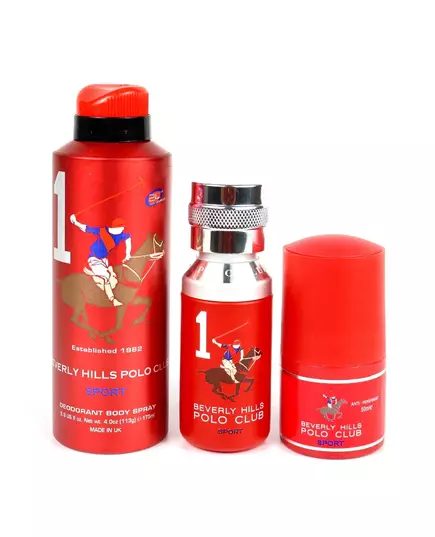 Gift Set Beverly Hills Polo Club: 1982 - Sport 1 Eau De Toilette For Men 50 ml + 1982 - Sport 1 Anti-Perspirant Deodorant Spray For Men 175 ml + 1982 - Sport 1 Anti-Perspirant Deodorant Roll-On For Men, 50 ml