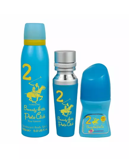 Set Beverly Hills Polo Club: No. 2 Eau De Parfum For Women 50 ml + No. 2 Anti-Perspirant Deodorant Roll-On For Women 50 ml + 1982 - Sport 2 Freshness Body Spray, 50 ml, Bild 2