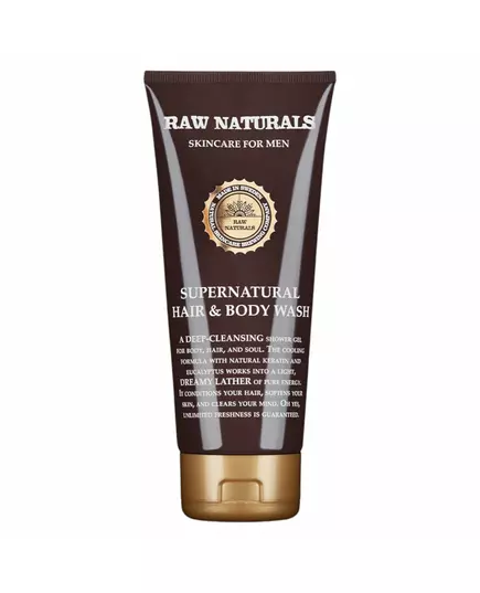 Raw Naturals Supernatural 100% vegan Hair Shampoo Conditioner & Shower Gel 3-In-1, 200 ml