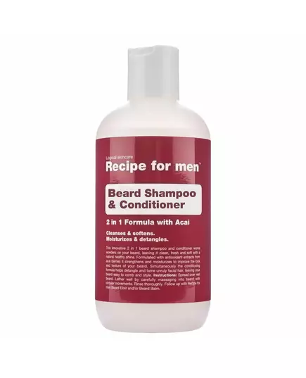 Recipe For Men Beard Shampoo & Conditioner Cleansing and Conditioning Shampooing pour barbe Humidité, 250 ml