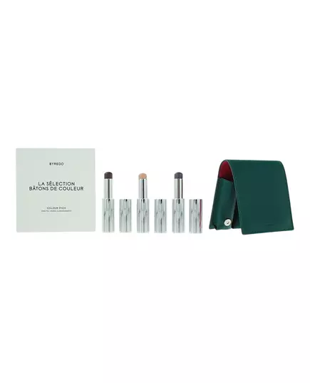 Deep Teal Set Byredo: Colour Stick Multifunctional Eyeshadow Stick 509 Solar Flare 3.5 g + Colour Stick Multifunctional Eyeshadow Stick Kumato Face 3.5 g + Colour Stick Multifunctional Eyeshadow Stick Flower Play 3.5 g + Byredo GWP Leather Pouch