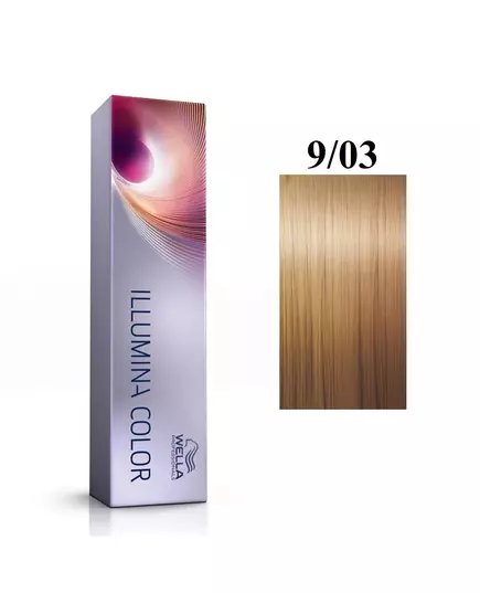 Wella Professionals Illumina Color Permanent Hair Dye 9/03 Bright Blonde Natural Golden, 60 ml