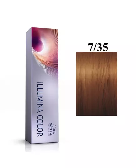 Wella Professionals Illumina Color Permanent Hair Dye 7/35 Medium Gold Mahogany Blonde, 60 ml