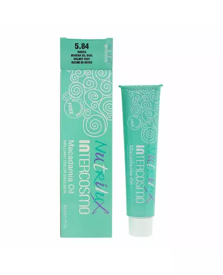 Intercosmo Nutrilux Huile de macadamia Teinture permanente pour cheveux 5.84 Walnut Root, 60 ml, image 2