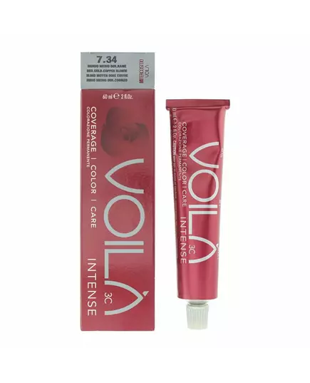 Intercosmo Voila 3C Intense Teinture permanente pour cheveux 7.34 Medium Golden Copper Blonde, 60 ml