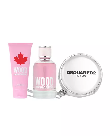 Set Dsquared 2: Wood Eau De Toilette For Women 100 ml + Wood Shower Gel 100 ml + Dsquared GWP Textile Pouch Silver, 100 ml