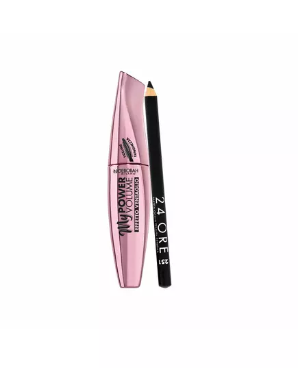 Set Deborah: 24H Extra Gel Pencil Eyeliner Black 1.5 g + My Power Waterproof Volumizing Mascara Black, 1.5 g