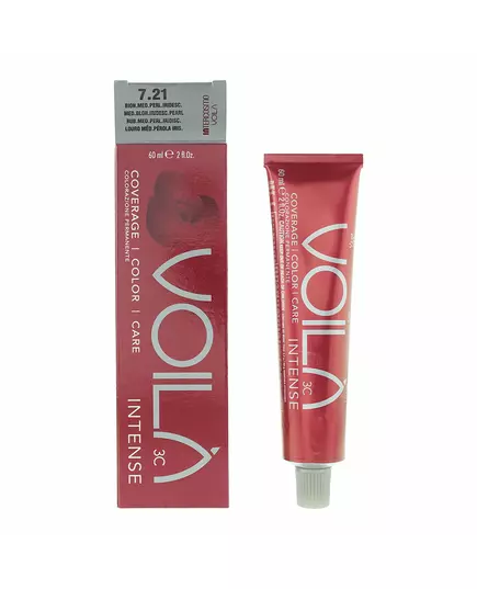 Intercosmo Voila 3C Intense Teinture permanente pour cheveux 7.21 Medium Blonde Iridescent Pearl, 60 ml