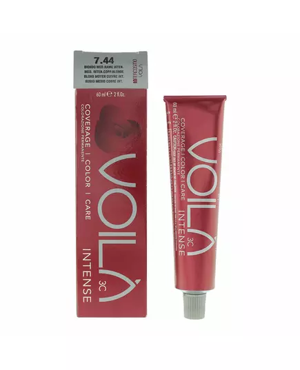 Intercosmo Voila 3C Intense Permanente Haarfarbe 7.44 Medium Intense Copper Blonde, 60 ml, Bild 2