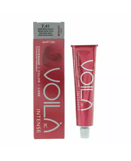 Intercosmo Voila 3C Intense Permanente Haarfarbe 7.41 Medium Blonde Amber, 60 ml, Bild 2