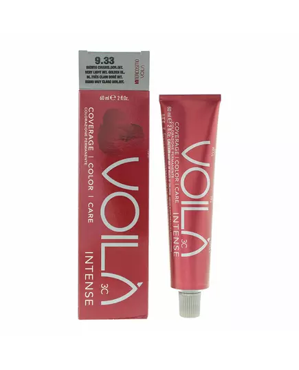 Intercosmo Voila 3C Intense Teinture permanente pour cheveux 9.33 Very Light Intense Golden Blonde, 60 ml