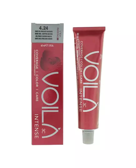 Intercosmo Voila 3C Intense Permanent Hair Dye 4.24 Dark Irdi Copper Brown, 60 ml, image 2