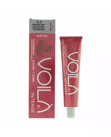 Intercosmo Voila 3C Intense Teinture permanente pour cheveux 7.1 Medium Ash Blonde, 60 ml, image 2