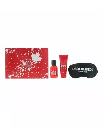 Set Dsquared 2: Red Wood Eau De Toilette For Women 50 ml + Red Wood Shower Gel & Shampoo 2-In-1 50 ml + Dsquared Sleep Mask Black Universal, 50 ml