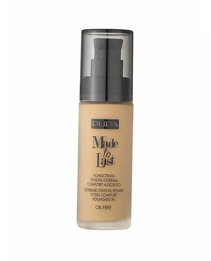 Pupa Made To Last Paraben-Free Long Lasting Liquid Foundation 03 Dark Ivory, 30 ml