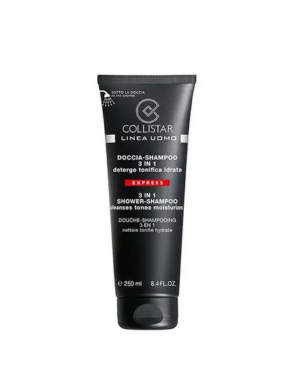 Collistar Uomo Hair Shampoo Conditioner & Shower Gel 3-In-1 Cleaning, 250 ml