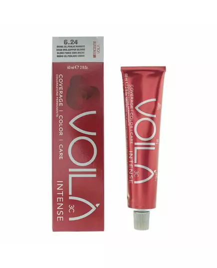 Intercosmo Voila 3C Intense Teinture permanente pour cheveux 6.24 Dark Iridescent Copper Blonde, 60 ml