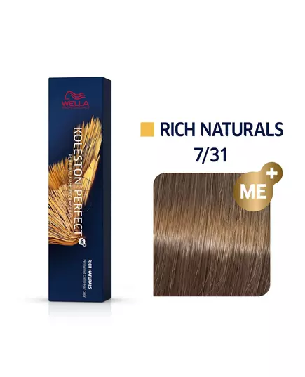 Wella Professionals Koleston Perfect Me+ Teinture permanente pour cheveux 7/31 Medium Blonde Gold Ash, 60 ml