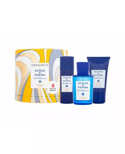 Set Acqua di Parma: Blu Mediterraneo Arancia di Capri Eau De Toilette Unisex 75 ml + Blu Mediterraneo Arancia di Capri Body Lotion All Over The Body 50 ml + Blu Mediterraneo Arancia di Capri Cleansing Shower Gel For All Skin Types, 75 ml