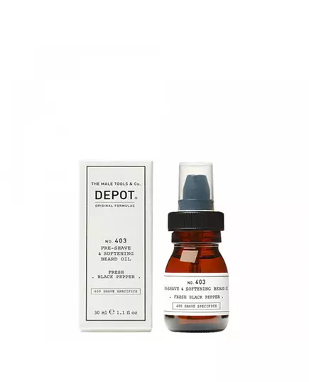 Depot 400 Shave Specifics No. 403 Poivre noir frais Adoucissement Huile de pré-rasage, 30 ml