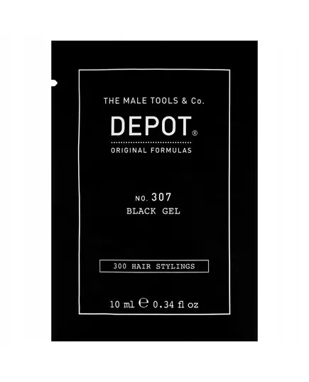 Depot 300 Hair Stylings No. 307 Black Botanical Complex Hair Styling Gel Temporary Coverage & Volume Medium Hold, 10 ml