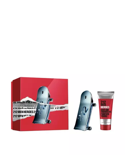 Set Carolina Herrera: 212 Heroes Eau De Toilette For Men 90 ml + 212 Heroes Shower Gel For All Skin Types, 90 ml