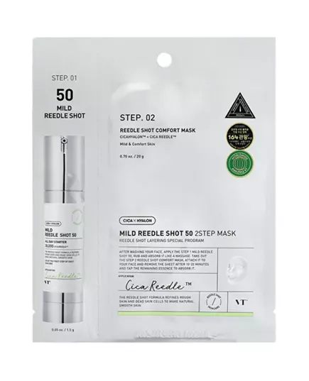 Cica Mild Reedle Shot 50 Sheet 2step Mask - Face mask, 20 g