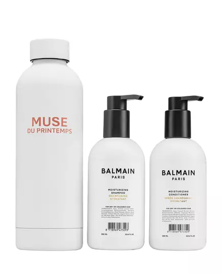 Set Balmain Professionnel: Balmain Professionnel Argan Oil Hair Shampoo Moisturizing 300 ml + Balmain Professionnel Hair Conditioner For Moisturizing 300 ml + Muse Du Printemps GWP Steel Water Bottle White, 300 ml
