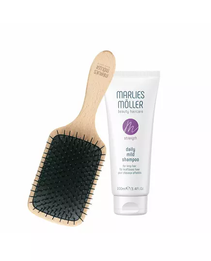 Set Marlies Moller: Marine Moisture Scalp Brush + Daily Mild Silicone Free Hair Shampoo Deep Cleansing, 100 ml
