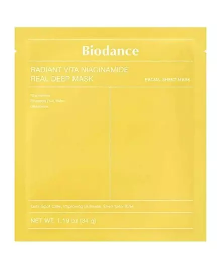 Biodance Radiant Vita Niacinamide Anti-taches Masque facial Pour le visage, 34 g