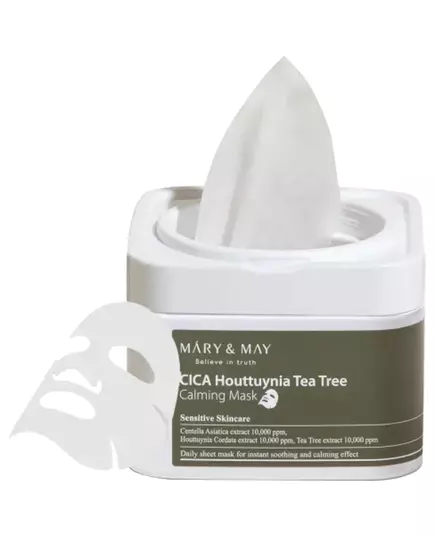 Mary and May CICA Houttuynia Tea Tree Calming Beruhigend und entspannend Gesichtsmaske Für das Gesicht Wöchentlich oder nach Bedarf 30 stk, 30 Stück