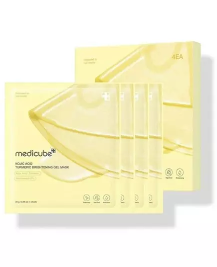 Medicube Kojic Acid Turmeric aufhellende und nährende Gel-Gesichtsmaske, 4 Stück, 28 g